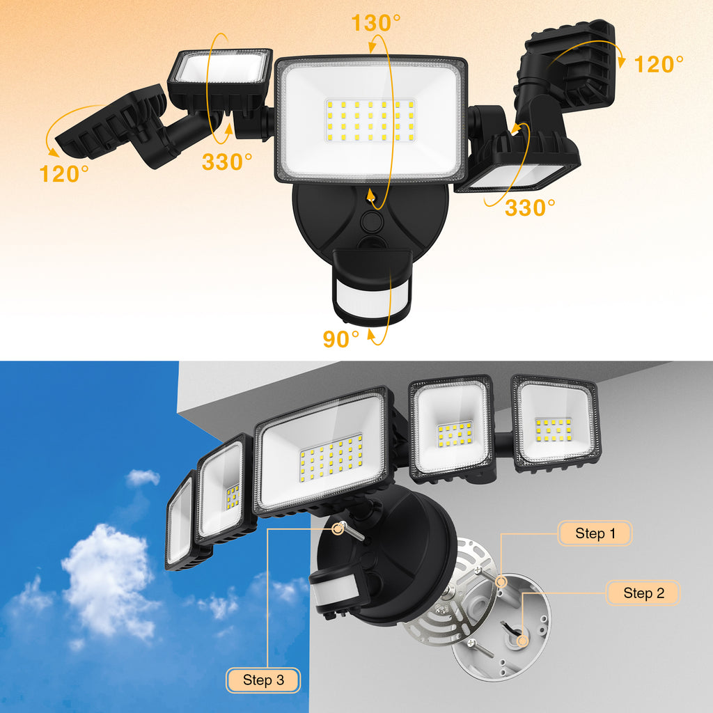 Onforu 5 Heads 27W Motion Sensor LED Light Flexible Heads