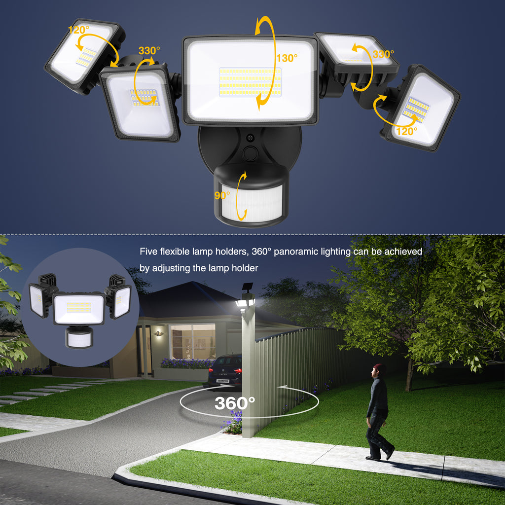 Onforu 5 Head LED Solar Motion Security Lights with Remote TY11