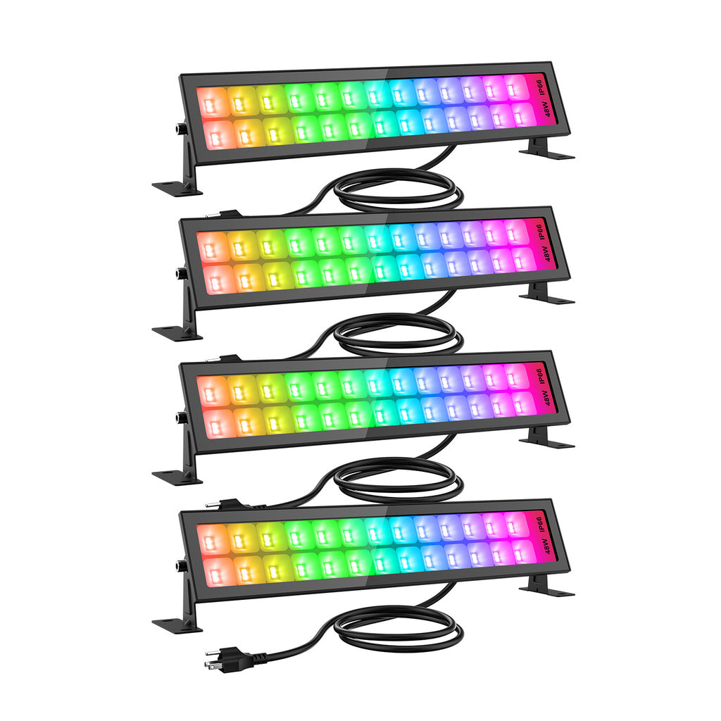 Colorful Bluetooth RGB LED Flood Light Bars 4 Pack