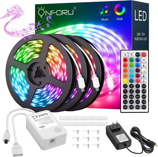 Onforu 50ft Music Synchronized RGB LED Light Strip