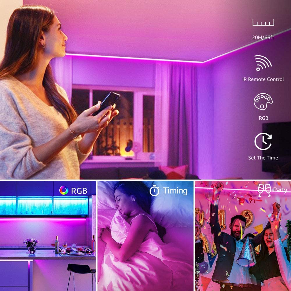 Onforu 66ft RGB LED Strip Lights with Remote