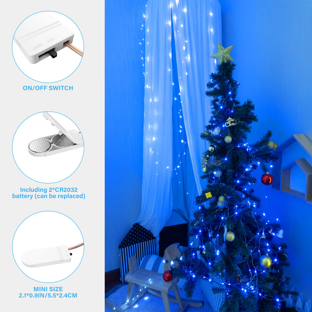 Blue Battery Operated Mini LED Lights for Christmas Tree