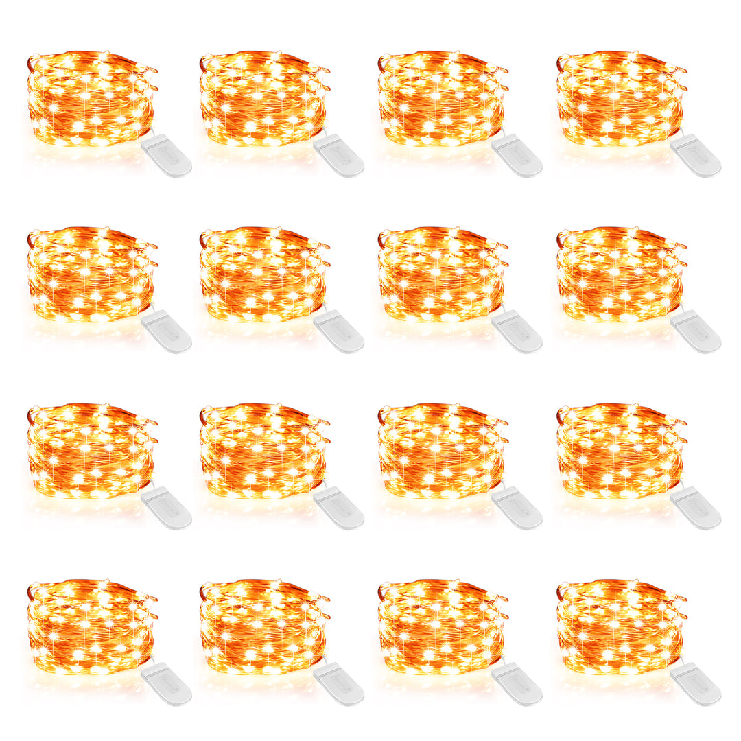 Orange LED Mini Fairy Light Battery Operated 16 Pack