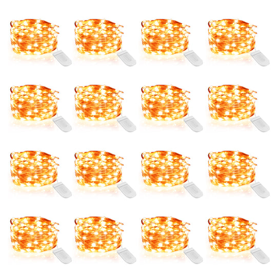 Orange LED Mini Fairy Light Battery Operated 16 Pack