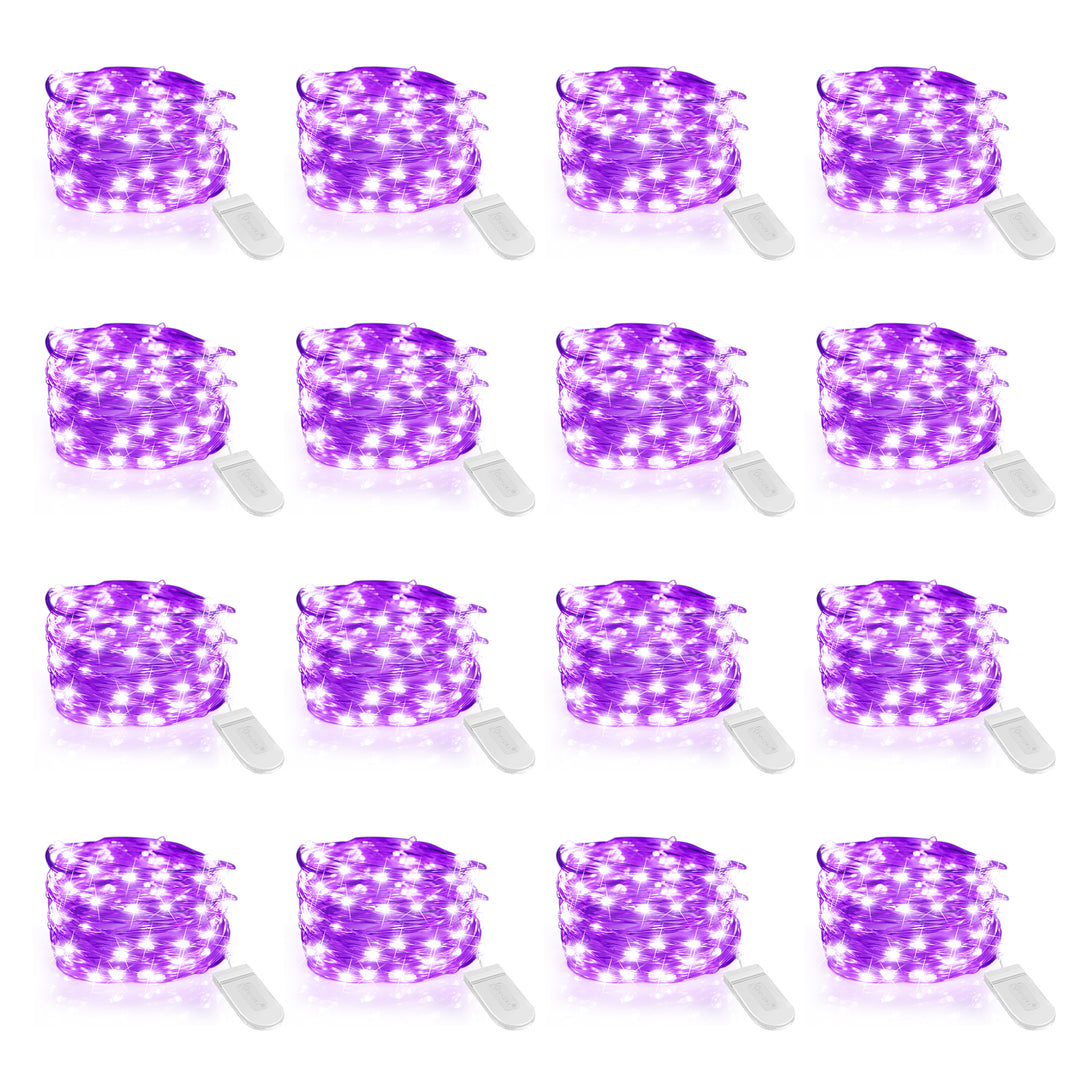 Purple Battery Operated LED Light Mini 16 Pack