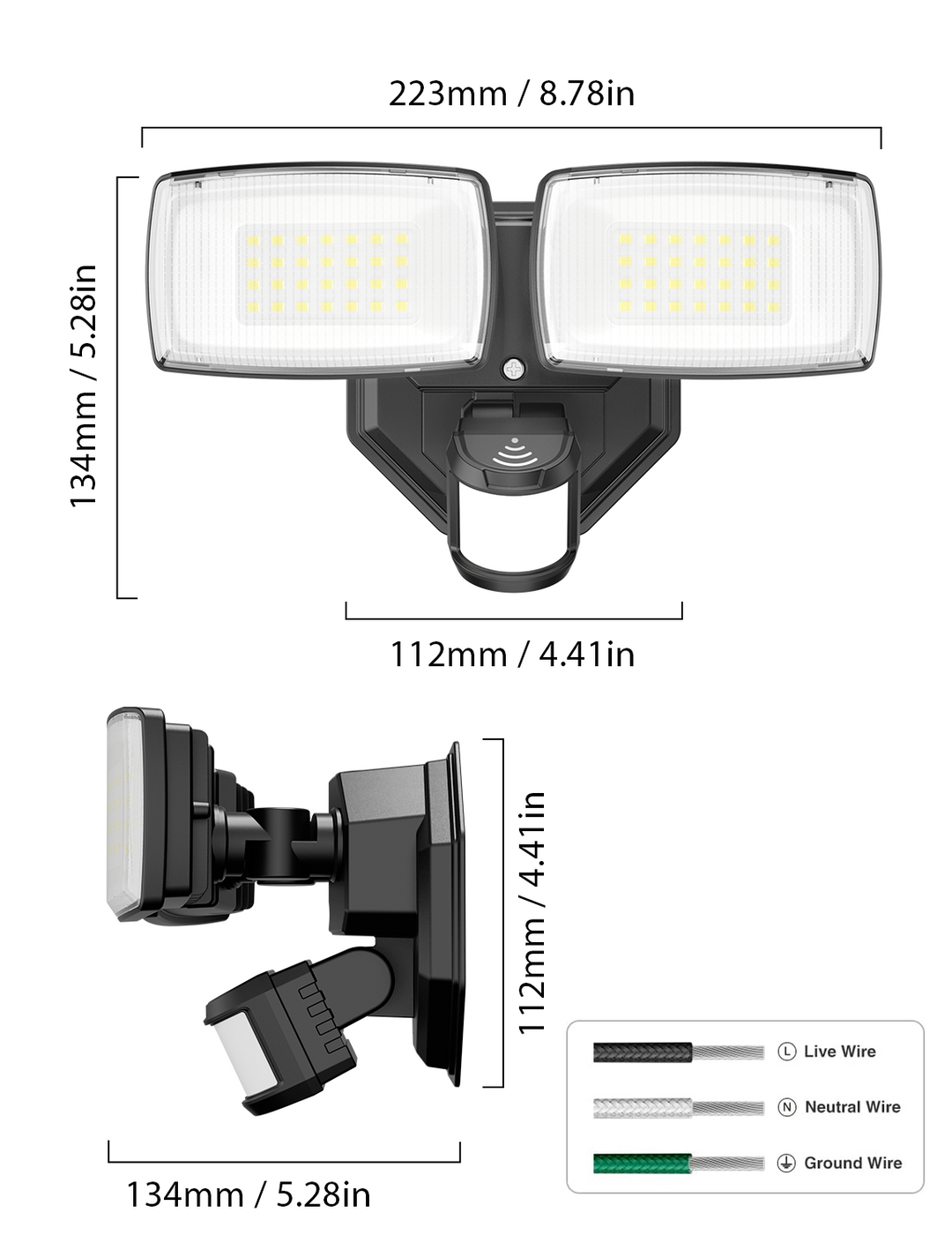 Onforu 32W 2 Head Smart LED Security Lights BD122