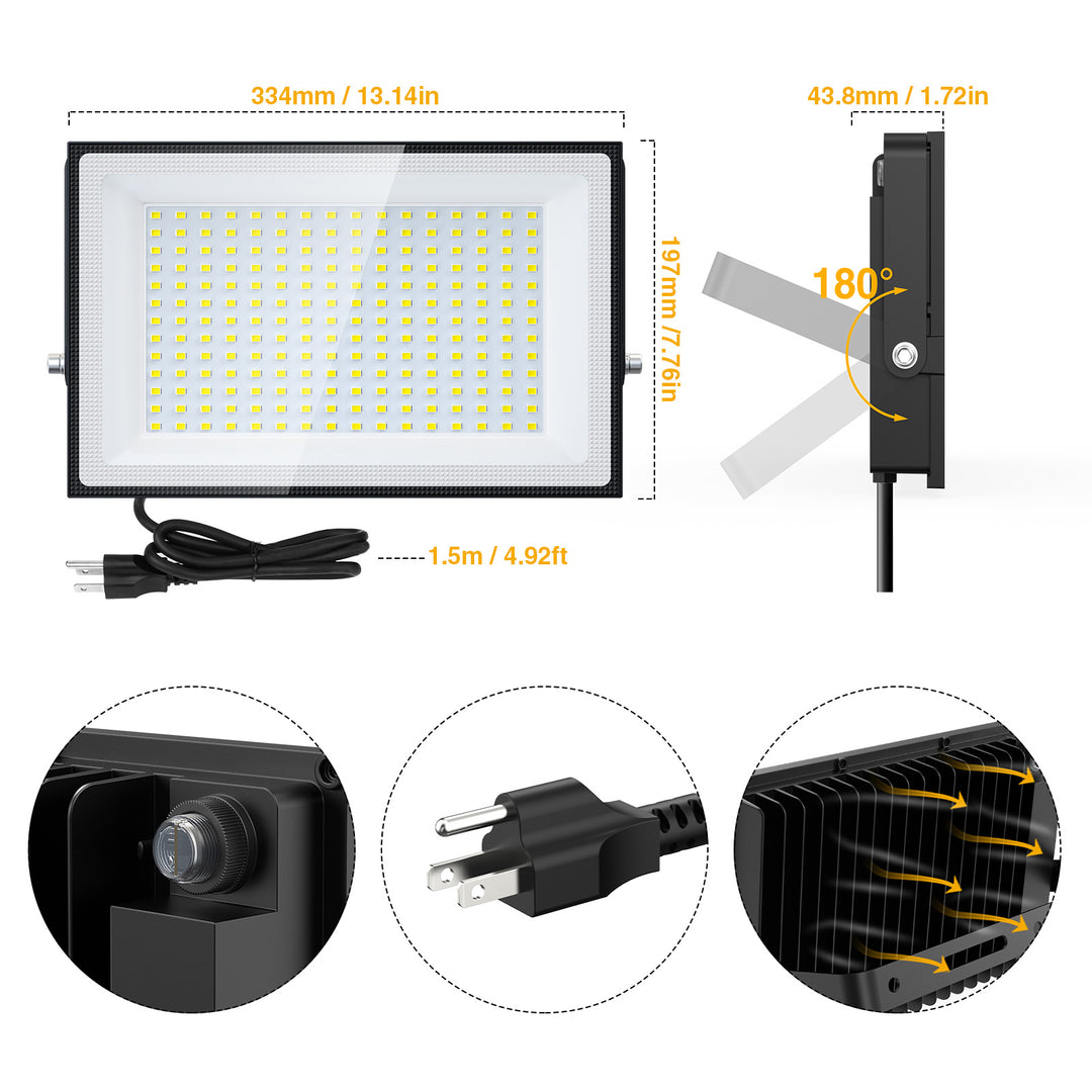 Onforu 100W Dusk to Dawn LED Flood Light FG146 New