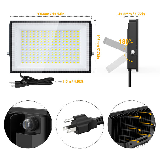 Onforu 100W Dusk to Dawn LED Flood Light FG146 New