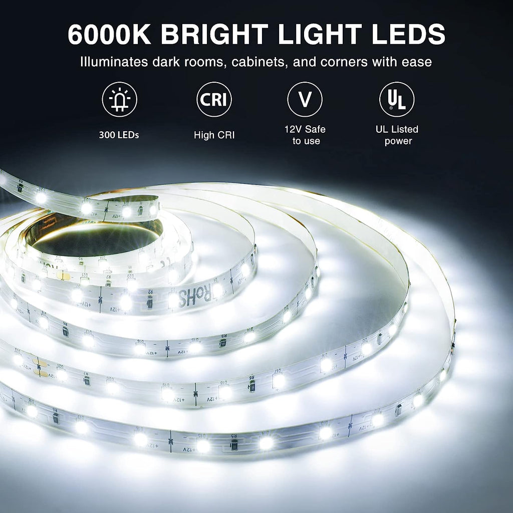 16.4ft 5M Cool White 6000k 12v LED Strip Lights