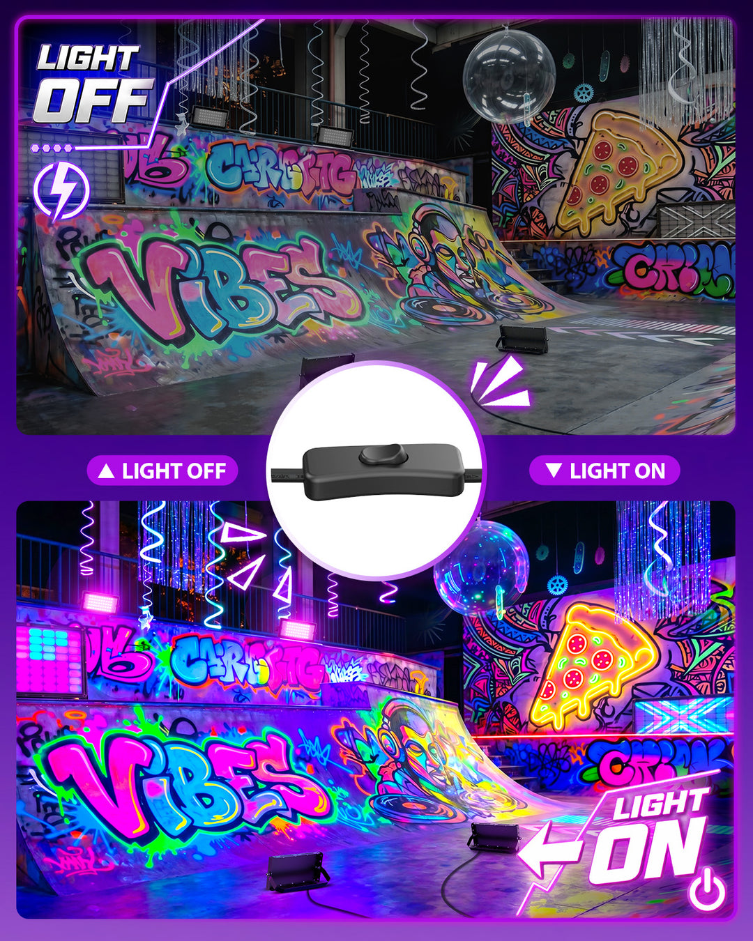 Onforu 50W LED Black Light with Plug FG183