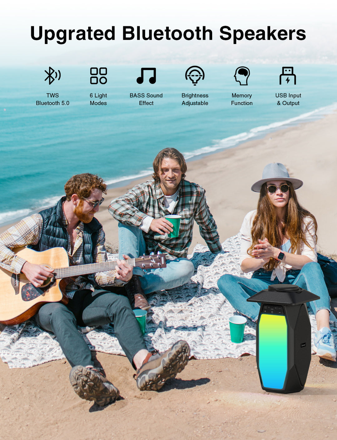 Onforu 25W RGB LED Lights Bluetooth Lantern Speakers YX01