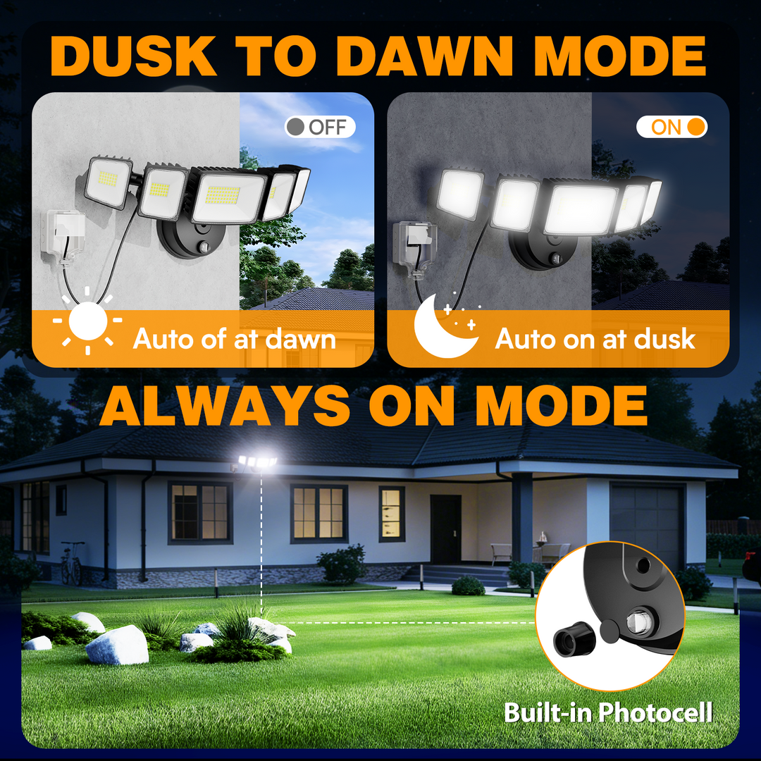 Onforu 150W 5 Heads LED Dusk to Dawn Security Lights