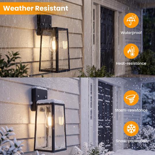 Onforu 2.6in Black Metal Waterproof Outdoor Wall Light
