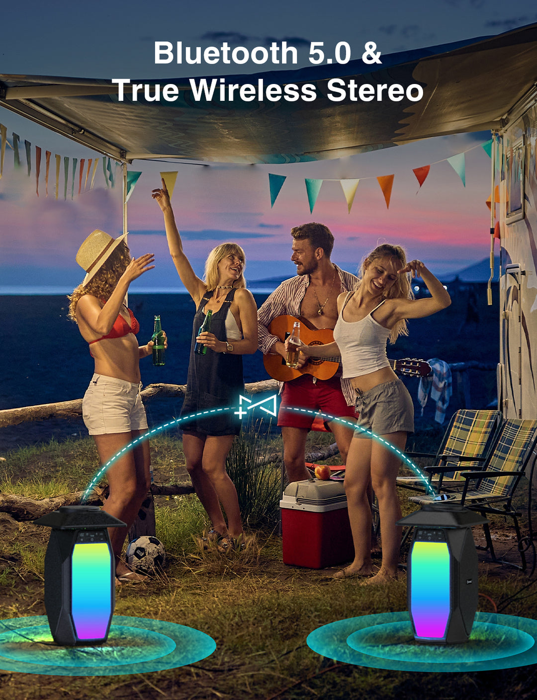 Onforu 25W RGB LED Lights Bluetooth Lantern Speakers YX01