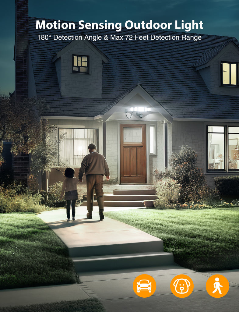 Onforu 5 Heads 55W Motion-Activated Security Light with Plug BD104