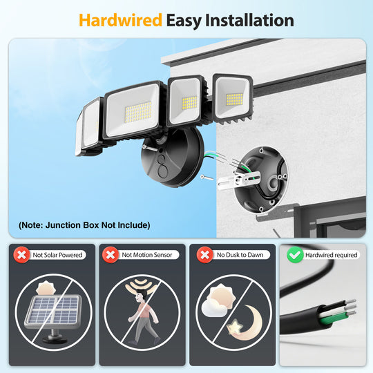 Onforu 150W 5 Heads LED Security Lights BD130