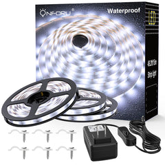 Onforu 49.2ft 6000K Waterproof Daylight White LED Light Strip