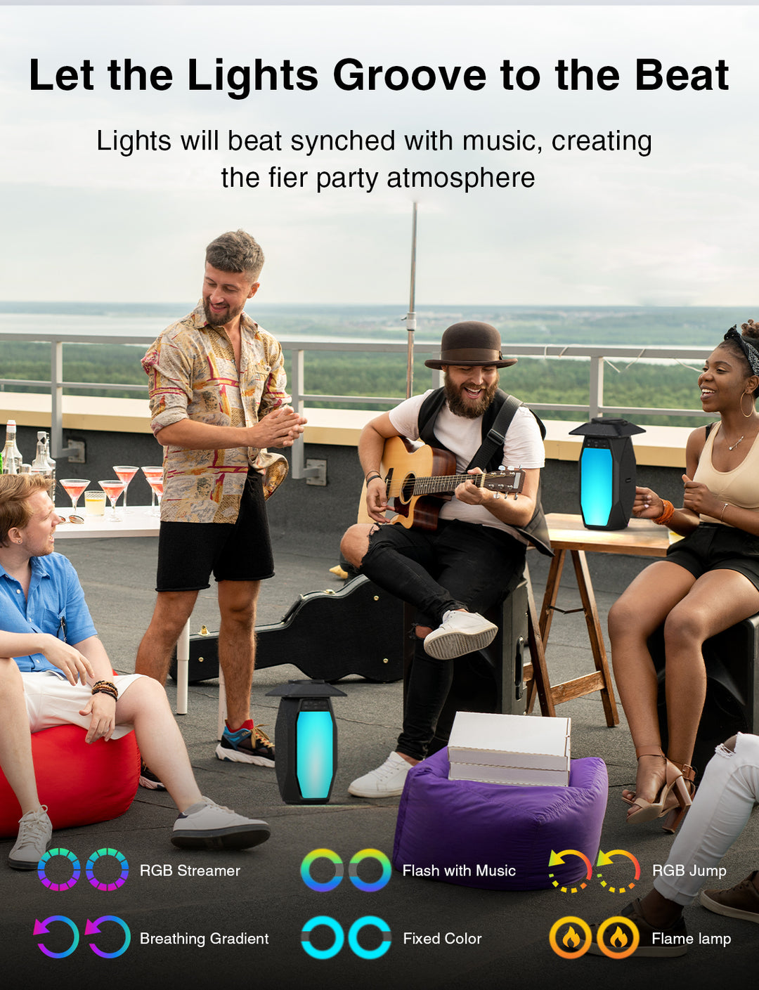 Onforu 25W RGB LED Lights Bluetooth Lantern Speakers YX01