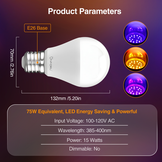 Onforu 15W Black Orange Purple Light Bulbs GY08