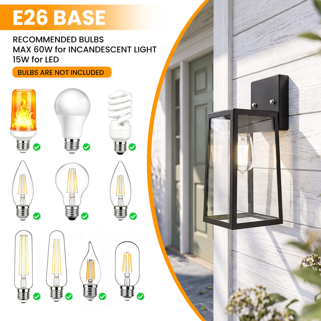 Onforu 2.6in Black Metal Waterproof Outdoor Wall Light
