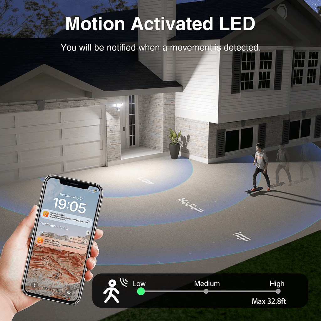 Movement Sensor Camera Onforu 55W Outdoor LED Security Floodlight with Camera for Sale