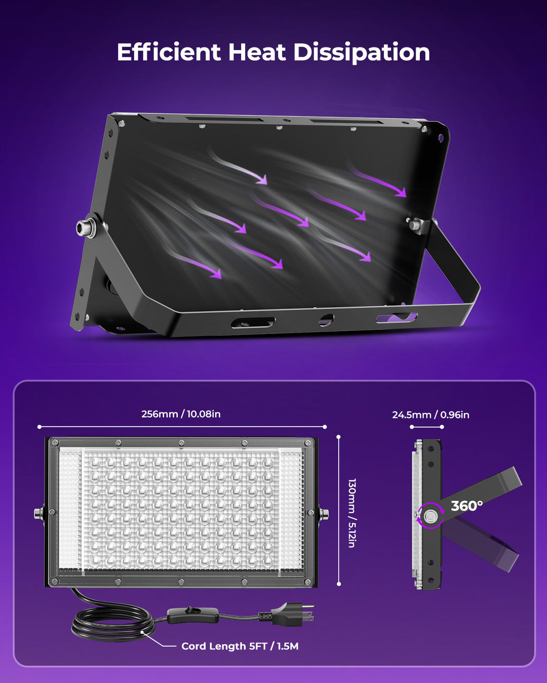 Onforu 100W LED Black Light with Plug FG184