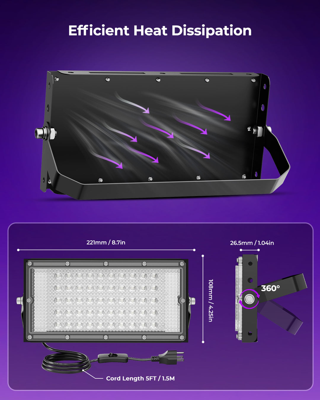 Onforu 50W LED Black Light with Plug FG183