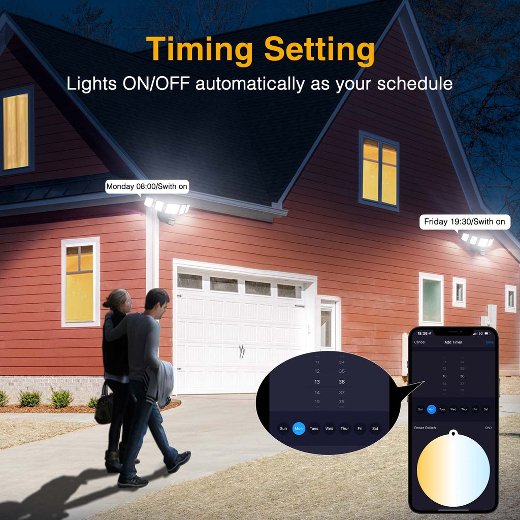 Onforu 5 Heads 55W Smart  WiFi  Motion Sensor LED Security Light BD78