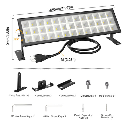 Onforu 72W LED Flood Light  Bar with Plug CT08