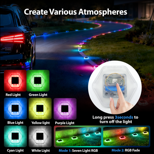 Onforu RGB Solar Driveway Lights 12 Pack CP002