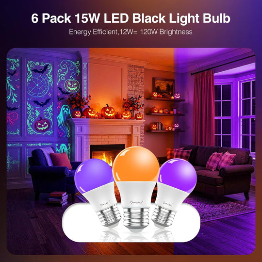 Onforu 15W Black Orange Purple Light Bulbs GY08