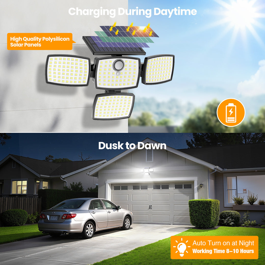 Onforu 4 Heads Solar Motion Lights with Remote TY25
