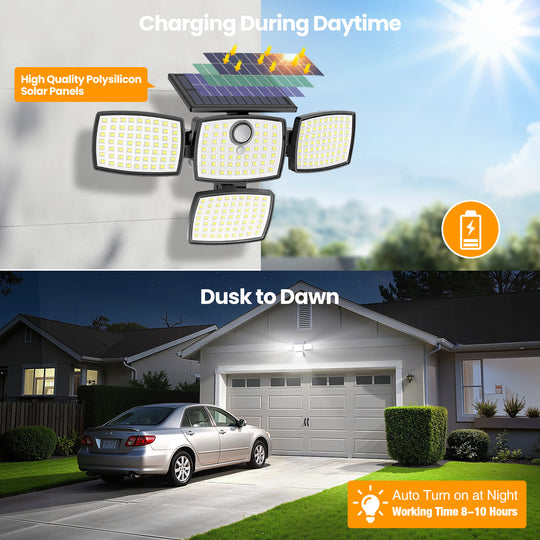 Onforu 4 Heads Solar Motion Lights with Remote TY25