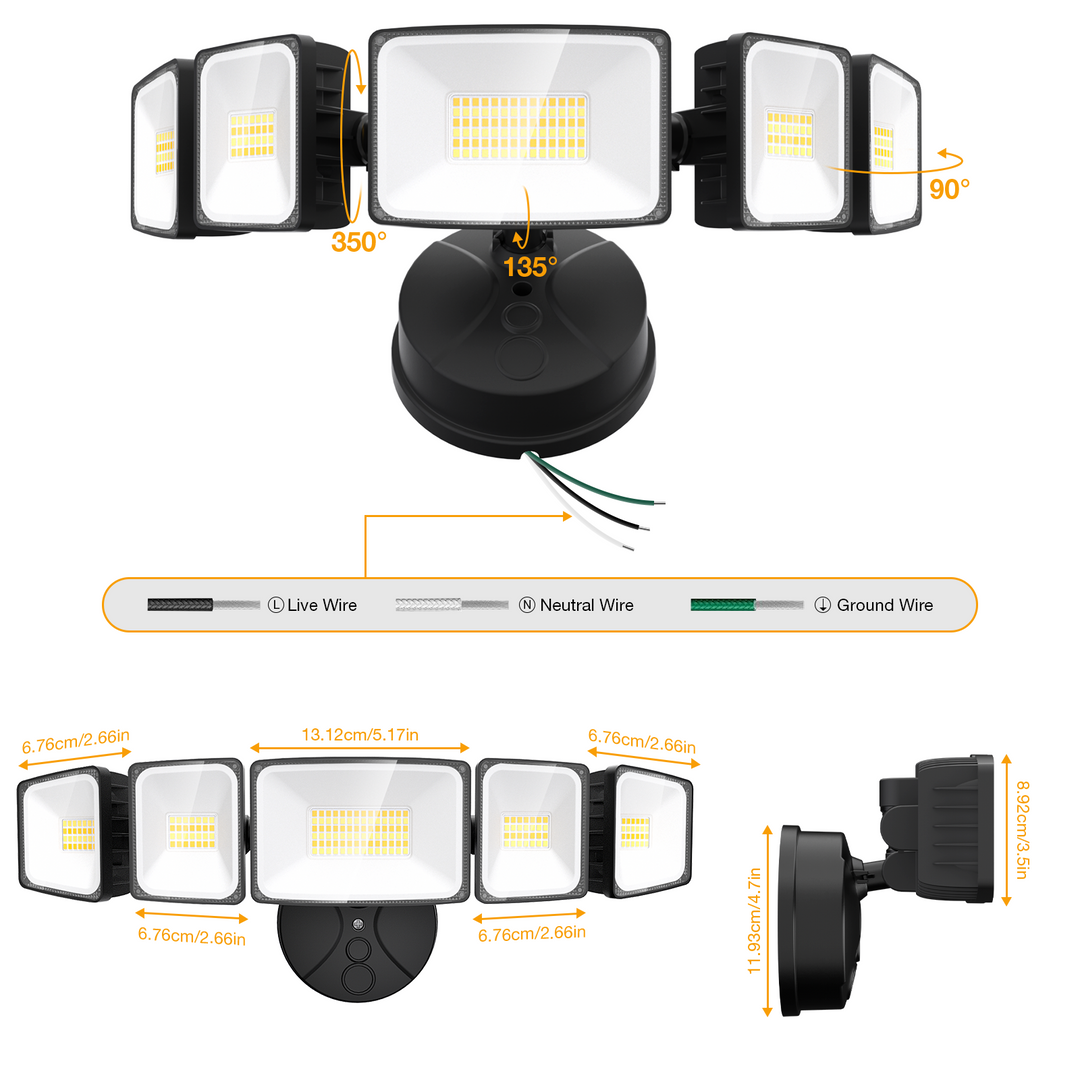 Onforu 120W 5 Heads Smart LED Security Light BD118
