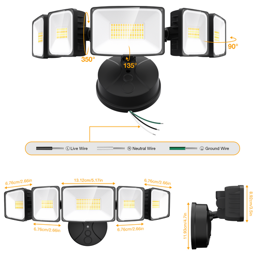 Onforu 120W 5 Heads Smart LED Security Light BD118