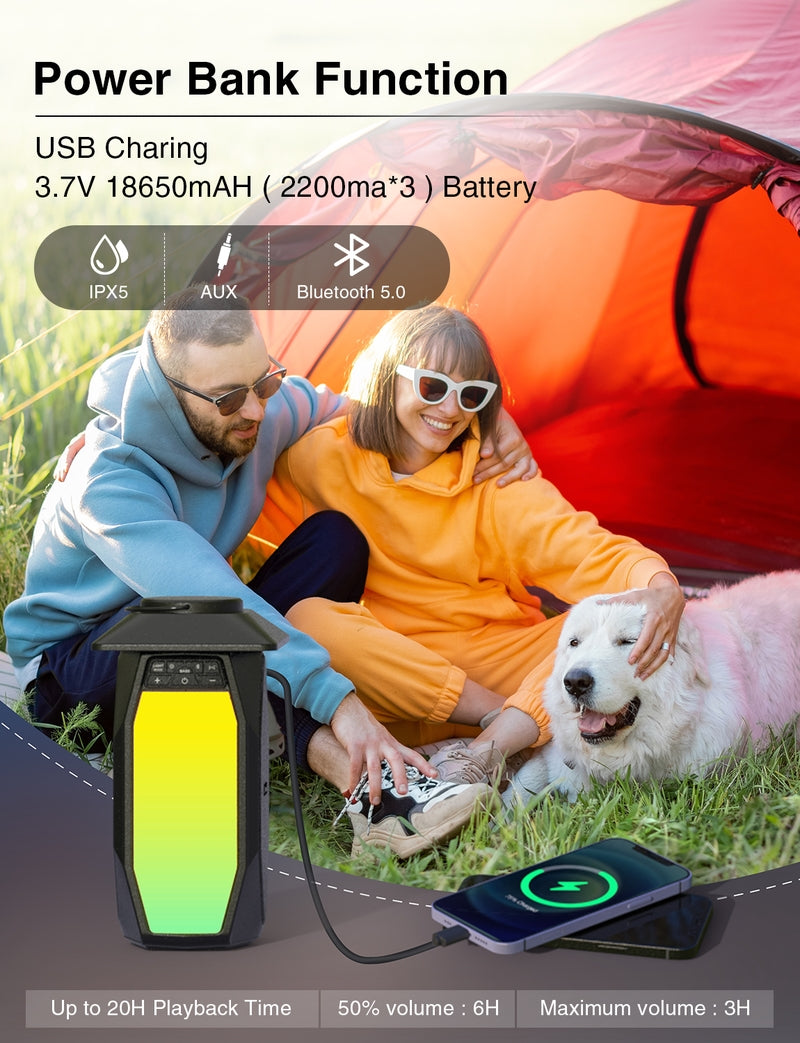 Onforu 25W RGB LED Lights Bluetooth Lantern Speakers YX01