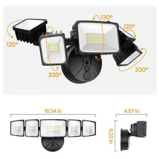 Onforu 150W 5 Heads LED Security Lights BD130
