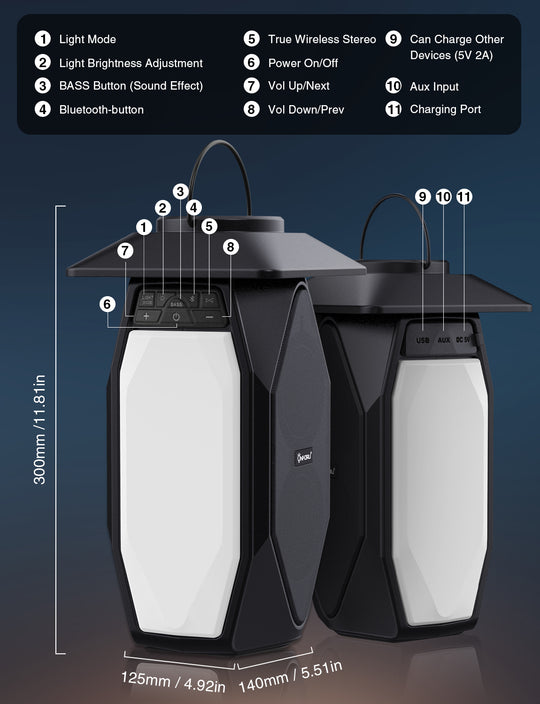 Onforu 25W RGB LED Lights Bluetooth Lantern Speakers YX01