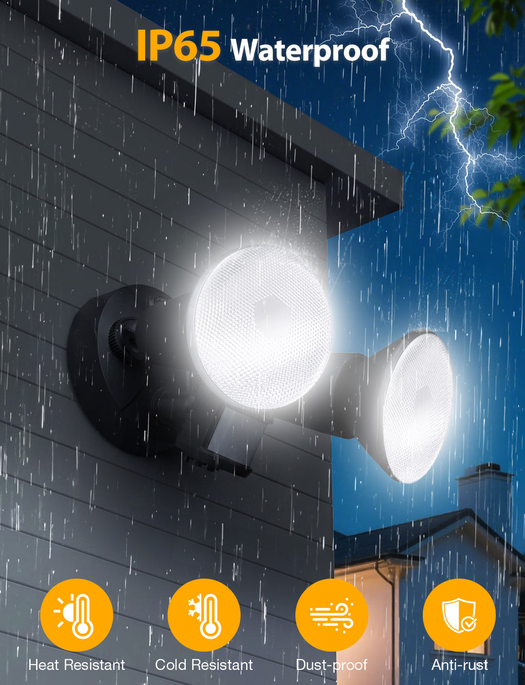 Onforu Dual Heads Motion Sensor Flood Light Fixtures BD156