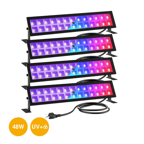 RGB & Black Light LED Light Bar 4 Pack