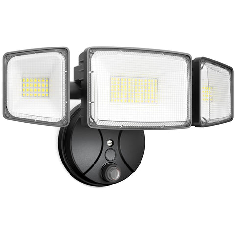 LUTEC 80W Dusk To Dawn Flood Lights - 9000LM LED Security Light With 4 Adjustable Heads