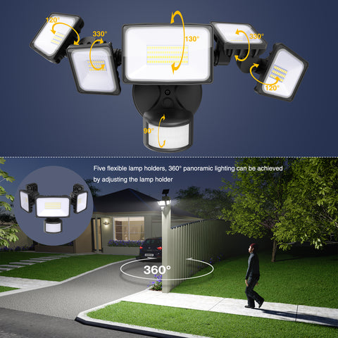 Onforu 5 Head LED Solar Motion Security Lights with Remote TY11