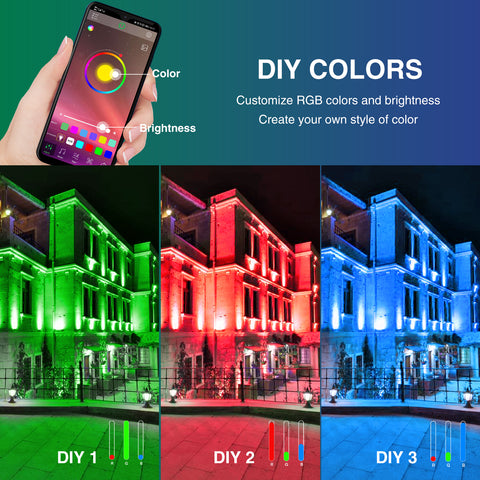 Bluetooth RGBW LED Flood Light Fixtures DIY Colors