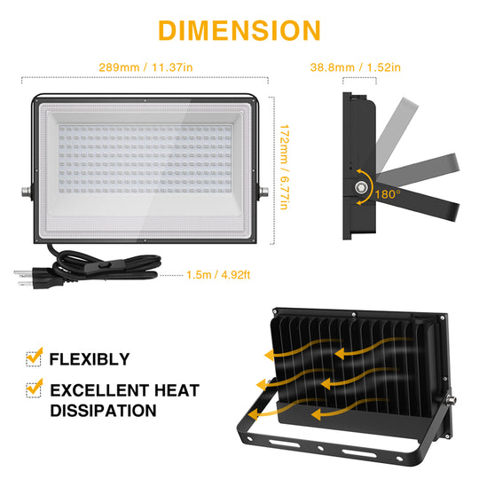 Onforu 150W LED Black Flood Light FG180