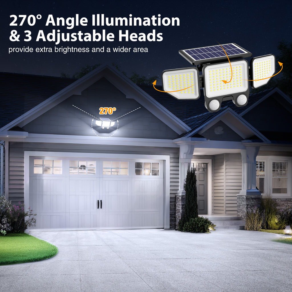 Onforu 3 Heads LED Solar Motion Lights with Remote TY21