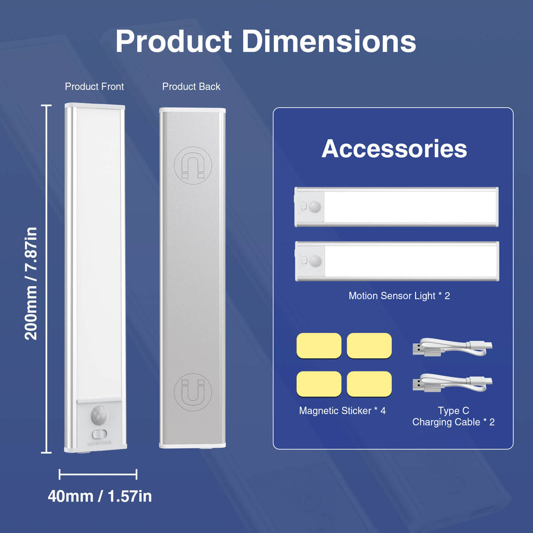 Onforu Wireless Rechargeable Under Cabinet Lighting - 11.8inch