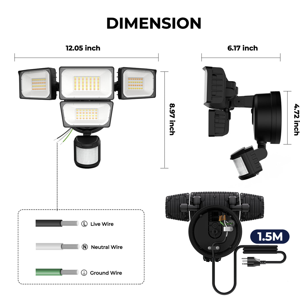 Onforu 4 Heads Motion Sensor LED Security Lights BD137