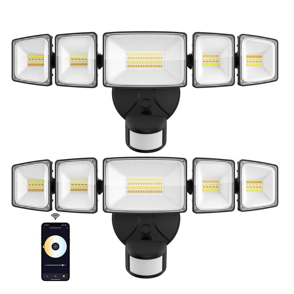 Onforu 5 Heads 55W Smart LED Motion Detector Outdoor Security Lights ...