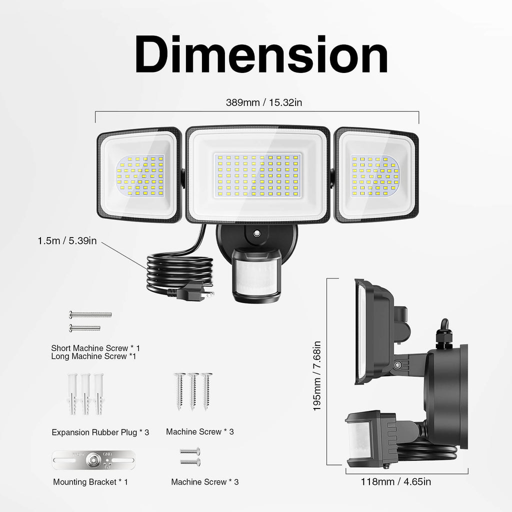 Onforu 100W Motion-Activated & Dusk till Dawn Security Light with Plug BD91