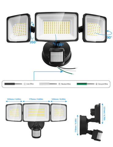 Onforu 100W Smart Motion Sensor LED Security Light BD73